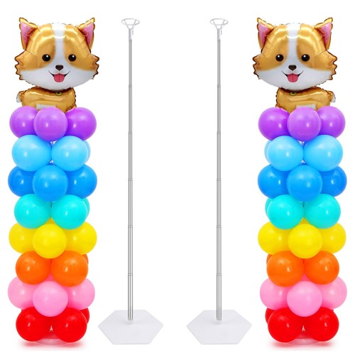 2 Set Balloon Column Kit - 6.56 feet Balloon Column Stand with Base for Baby ...