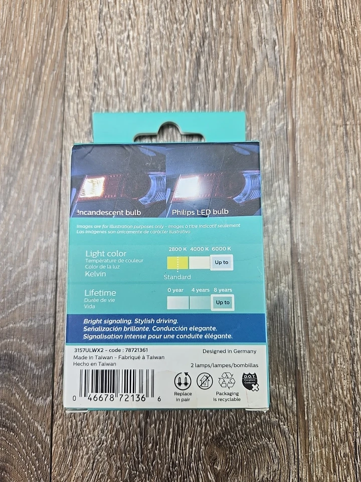 Philips Ultinon LED White Bulbs 3157W 12V Bright Signaling New In Box - Image 4 of 4