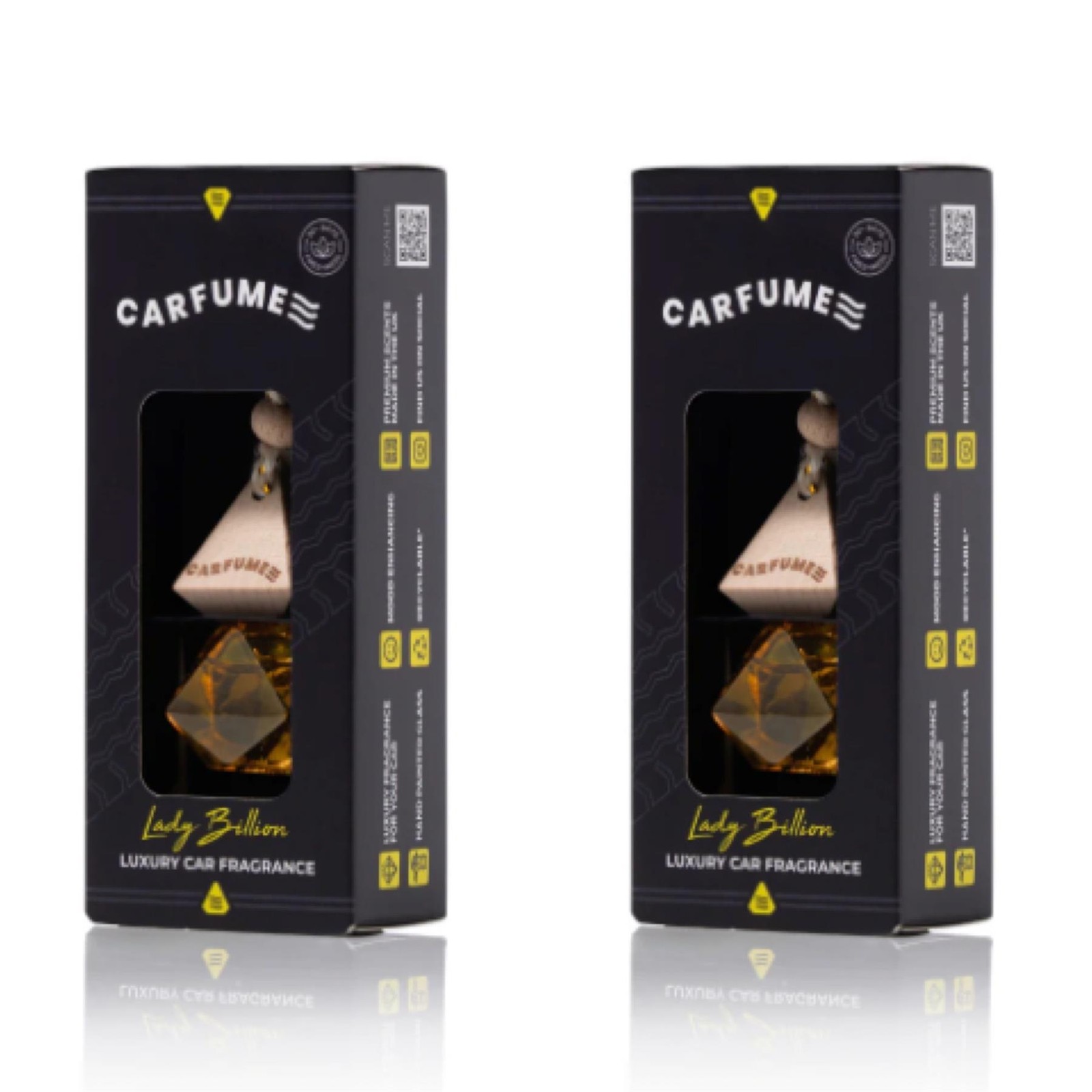Car Fume Diffuser Air Freshener 2 x Lady Billion Hanging Odour Eliminator