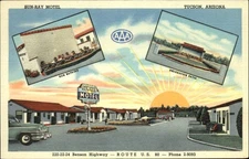 Sun-Ray Motel Tucson Arizona ~  sunrise ~ Route 80 ~ unused postcard