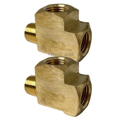 2 Pack 1/8'' NPT Solid Brass Branch Tee Fitting 3 Way W/ 2 Female x 1 Male Thread