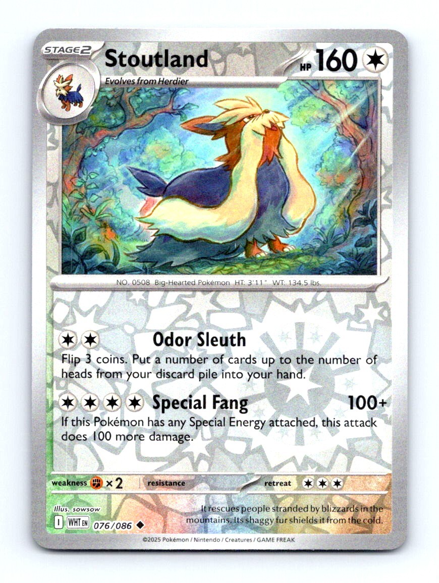 #76 2025 Pokemon White Flare _ Stoutland REVERSE HOLO