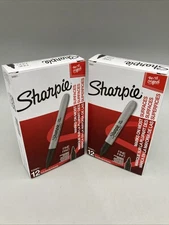 2 Pack Count Sharpie 30001 Fine Tip Permanent Markers 12ct Each Black New