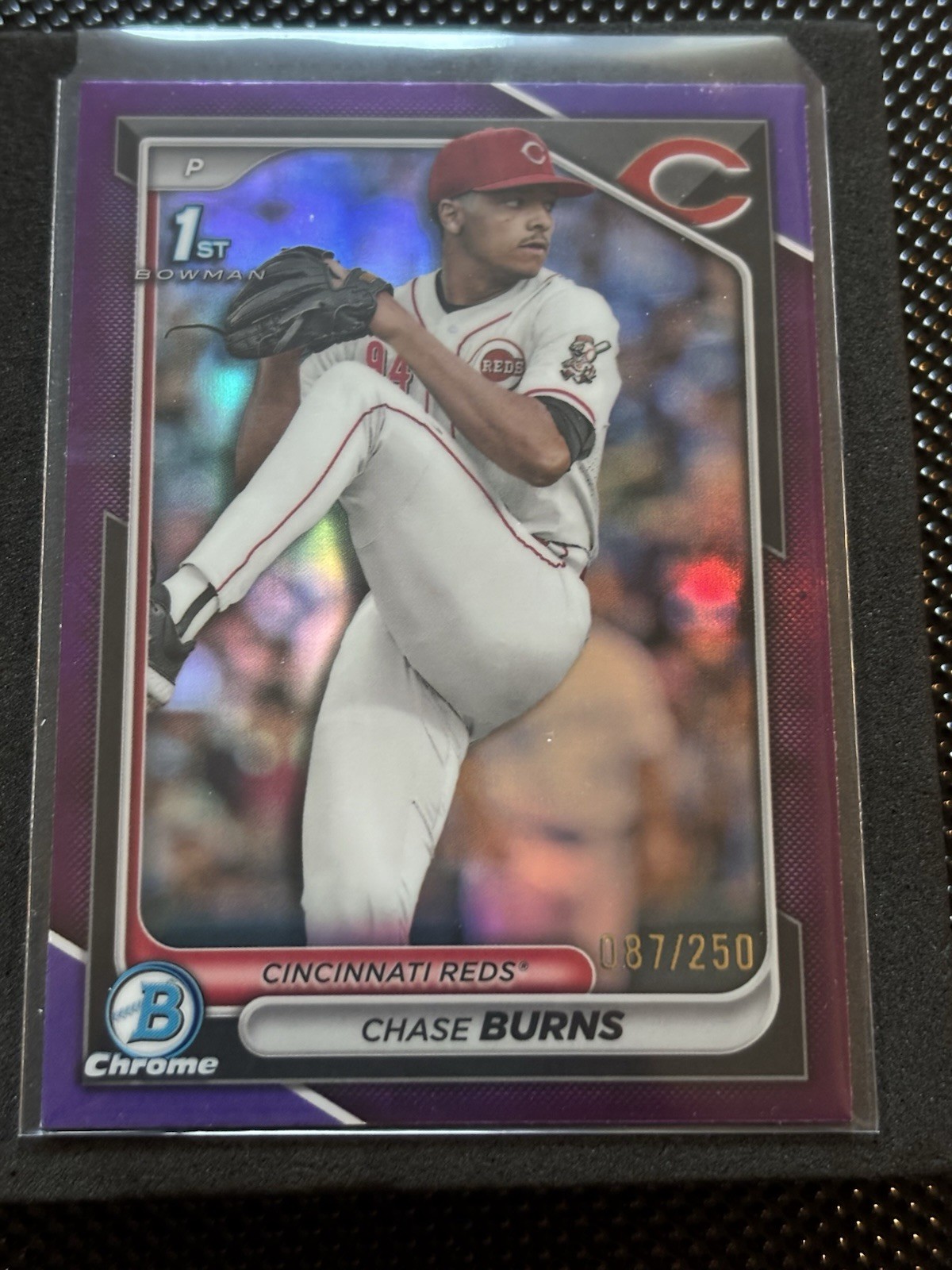 Bowman 2024 Draft Chrome Purple Refractor Rookie Chase Burns Reds #BDC-55 /250
