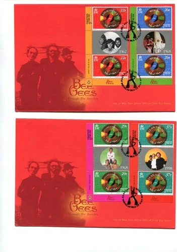 Isle of Man 1999  Bee Gees Gutter Pair FDC's, cancelled Douglas