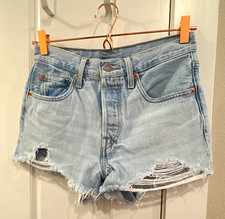 Levi's 501 Women's High Rise Light Wash Denim Cut-Off Shorts Blue W26