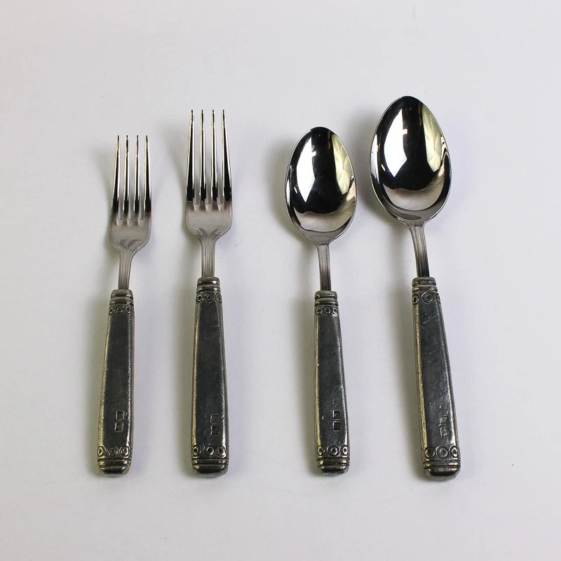 Set of 4 Valpeltro Falaride Hollow Handles Pewter Made in Italy Fork Spoon
Opens in a new window or