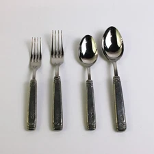 Set of 4 Valpeltro Falaride Hollow Handles Pewter Made in Italy Fork Spoon