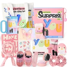 Birthday Gift for Teen Girls: 14 Pcs Gift Set for Women, Dopamine Pink Gift B...