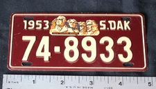 1953 Wheaties Cereal Premium Bicycle License Plate - SOUTH DAKOTA