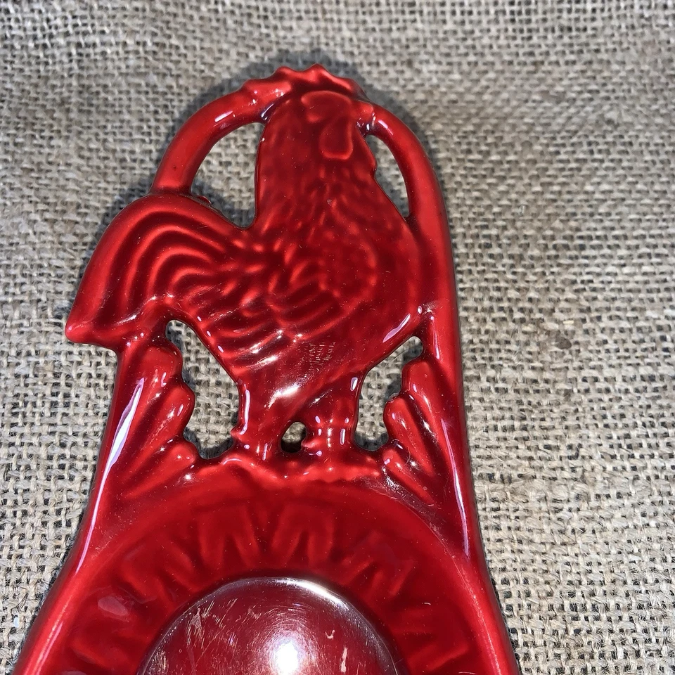 Cast Iron Spoon Rest Red Rooster Kitchen Decor Hang Or Counter Farmhouse Country - Image 2 of 4