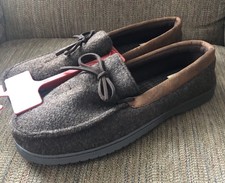 NEW Dearfoams Dluxe House shoes Slippers Brown Outdoor Soles Men Size 11-12