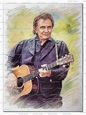 5 x Johnny Cash - -Druck auf Postkarte ohne Autogramm