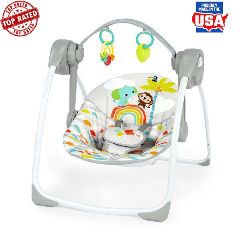 Playful Paradise Portable Compact Baby Swing with Toys Unisex Newborn Wireless