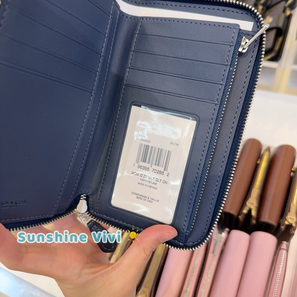 NWT Coach Medium Id Zip Wallet With Quilting CAP29 Denim