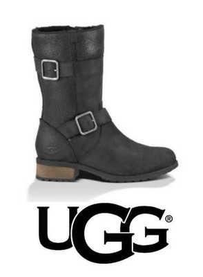 UGG Women s Oregon Black Suede Shearling Boots Size 8