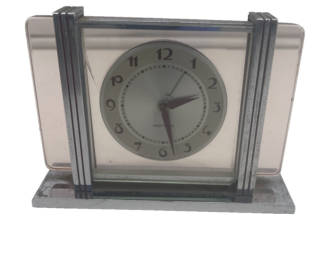 Vintage Westclox Art Deco Pink Lucite Alarm Clock La Salle Illinois USA