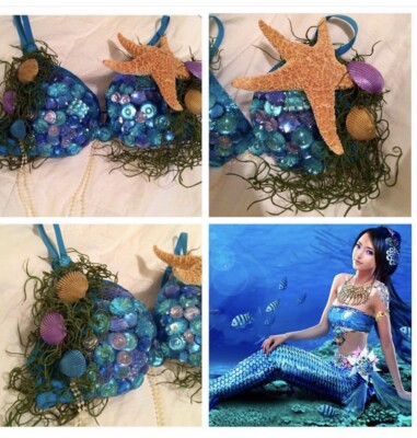 Mermaid Women's Costume, Rave Bras, Theatre, Rave Outfit, Rave