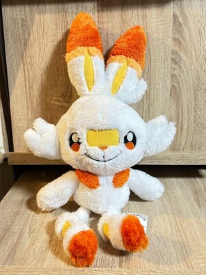 Pokémon Mega Fluffy Relaxing Plush Scorbunny Japan New | eBay