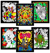 6-Pack of 8x10 Fuzzy Velvet Posters - Sun, Kittens, Leopard, Puppy, Fairy, Frog