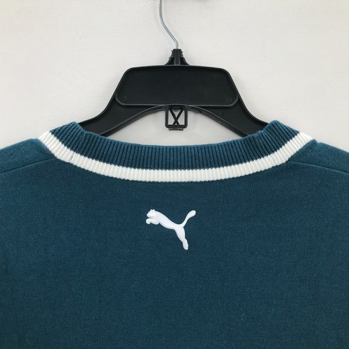 Puma Arnold Palmer Sweater Cardigan Large Blue White Golf Long Sleeve Button Men - Picture 9 of 19