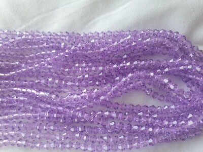 Restposten 10 Schnüre (1000 Perlen) 4mm Flieder Farbe Bicone Kristall Perlen Neuware