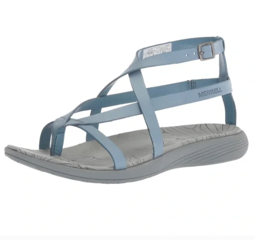 Merrell sandali donna 9 40 blu crepuscolare mare cinturino tanga pelle alla caviglia