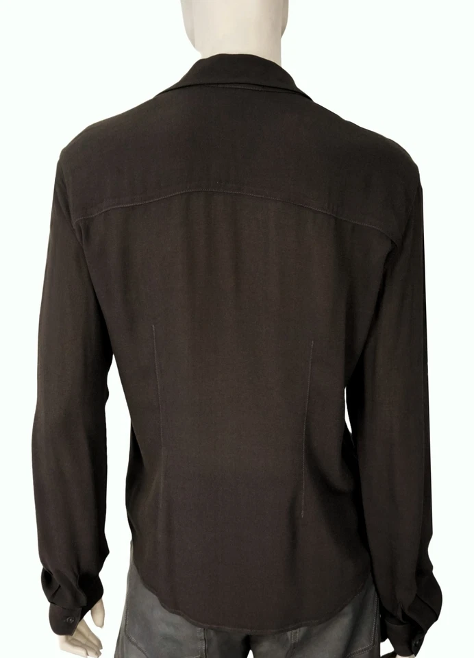 Blusa Camisa JAMES PERSE Talla 2 M Manga Larga Algas Verde Viscosa Botón Foto 2 de 2