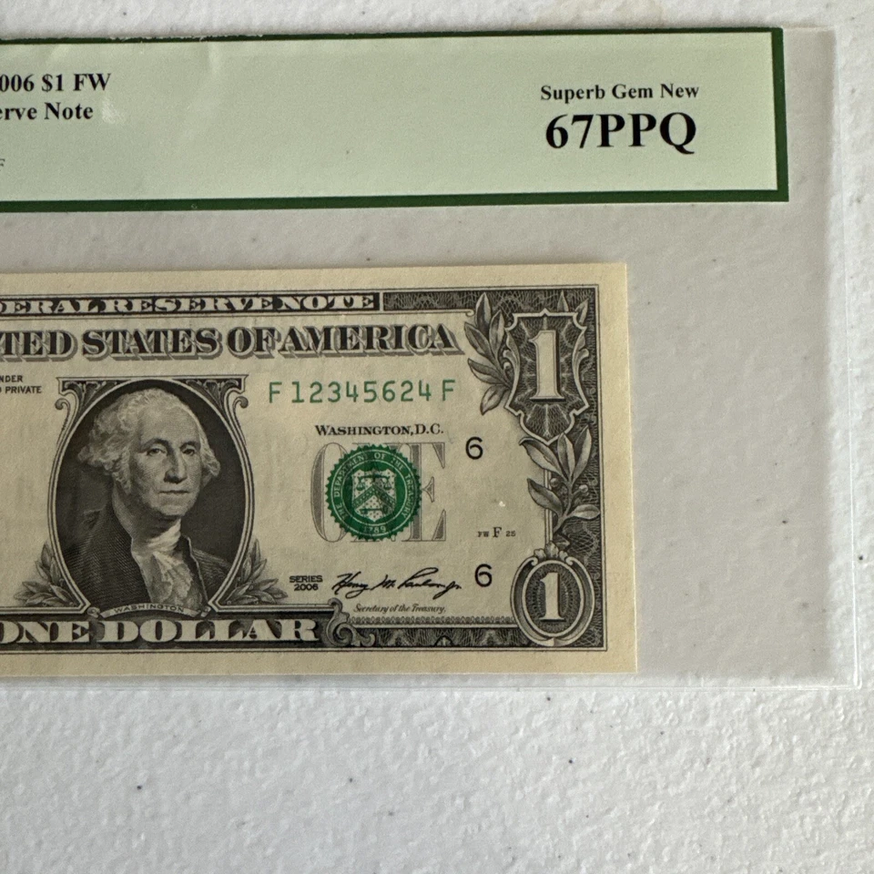 fancy serial number one  dollar bill Partial Ladder PGCS 67 PPQ - Image 3 of 4