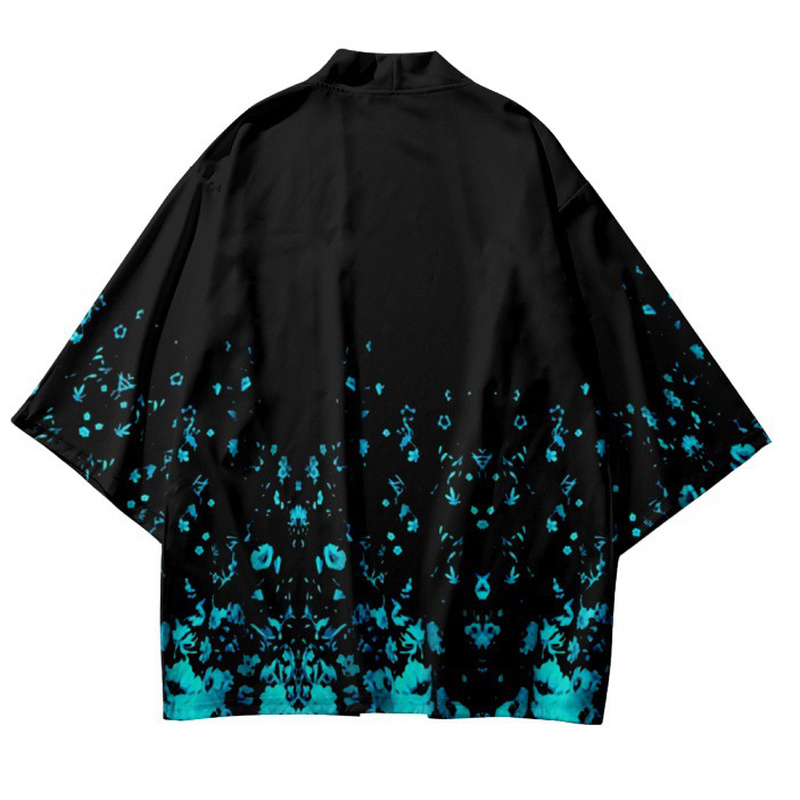 Japanisches Kimono Set Herren - 3/4 Ärmel Cardigan & Haremshose - Samurai Yukata Für Cosplay & Wellness