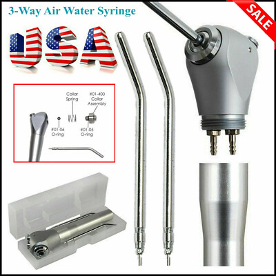 Dental 3 Way Air Water Spray Triple Syringe Handpiece w/ 2 Nozzles Tips Tubes FD