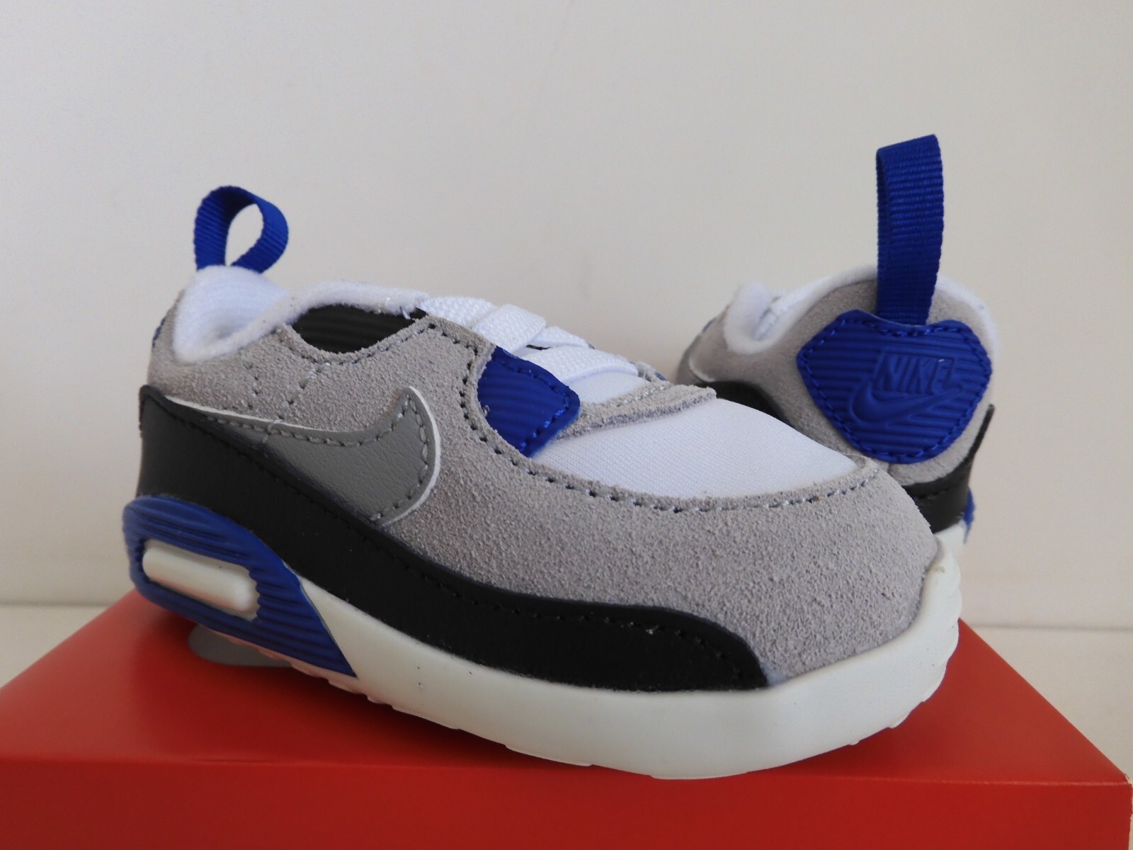 PONY Nike Air Max 90 Culla (Cb) Bianco Grigio Particelle Blu Taglia 4c [CI0424 103]