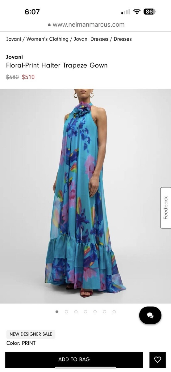 JOVANI（ジョバーニ）SALE ラベンダーチュールロングドレス Halter Neck Gown with Embellished High Slit 43658 | Jovani