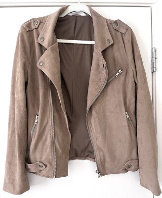 Market And Spruce Faux Suede Motorcycle Jacket Taupe Size S | eBay