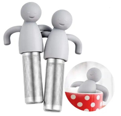 2pcs Loose Leaf Tea Infuser Stainless Steel Mesh Strainer w/ Silicone Handle Set