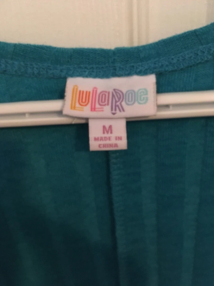 Lularoe Women M Lindsay Kimono Cardigan Blue Ribbed Knit Stretch - Image 3 of 4