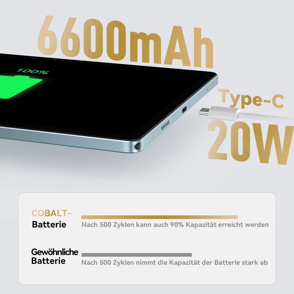 Headwolf WiFi 6 Tablet 16GB RAM 128GB ROM 10 Zoll Android 12 Tablets 2SIM LTE 5G - Bild 3 von 4