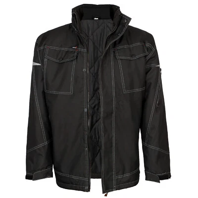 MAREL Arbeitsjacke Winter Berufsjacke Schutzjacke Gefüttert Reflex Schwarz (J-SIRKA)