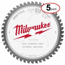 Milwaukee 48-40-4220 6-1/2" 48T Metal Circular Saw Blades, 5/8" Arbor - 5Pack 