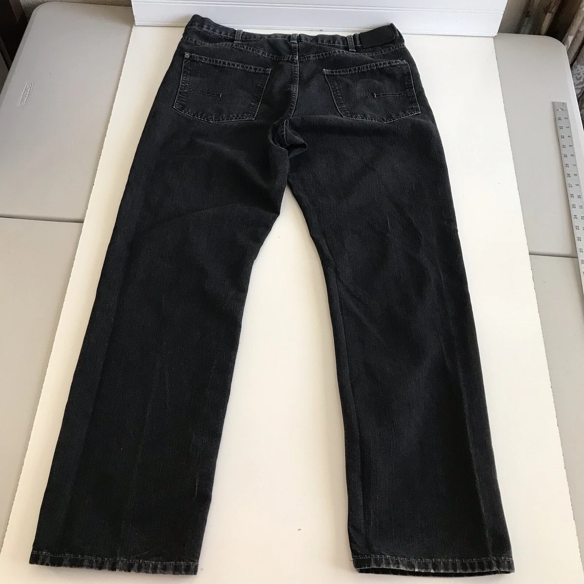 Royal Premium Jeans Mens 32x30 actual 33x30 Blue Embroidered Button Flap back
