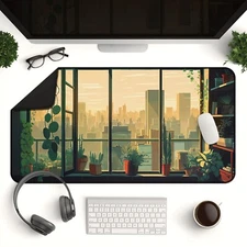 Plant Desk Mat 31"x15.5" | Botanical Office Decor, Non-Slip, Neoprene