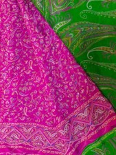 Pure Silk Saree Indian Vintage Sari Georgette Chinon Printed Fabric PGS1772