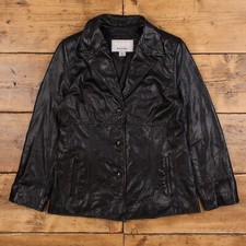 Vintage Wilsons Leather Jacket L 90s Maxima Patent Black Womens Button