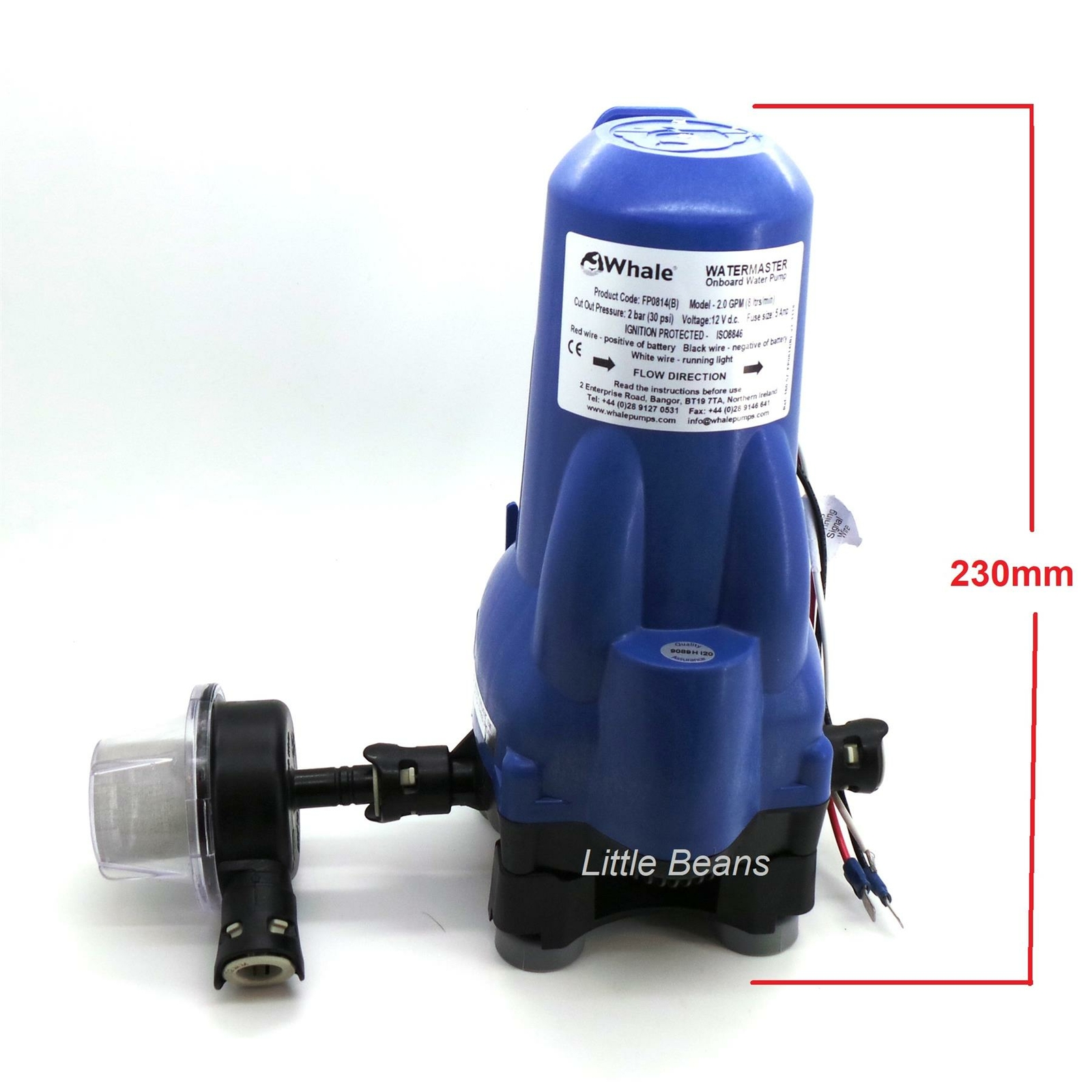 WHALE Smartflo 8 Ltr 12v Onboard Water Pump Caravan Motorhome UV0814