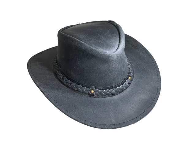 mens black leather cowboy hat