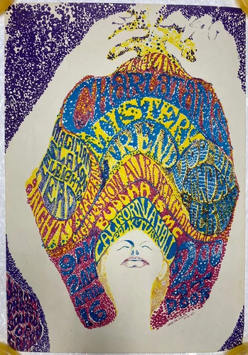 Rare Original 1967 Jack de Govia The Charlatans California Hall Poster