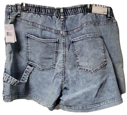 NWT Woman PLUS Elastic Back JEAN SHORTS Size 22W Blue Faded Style $ Pockets $56 - 第 1/4 張圖片