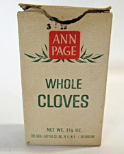 Vintage A&P Ann Page Whole Cloves Spice Box Advertising