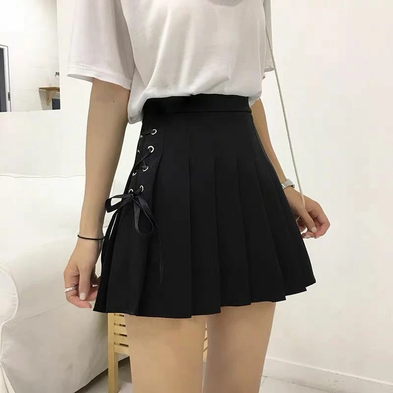 School Girl Skirt Size Women Bandage Pleated A Line Mini Waist Party | eBay