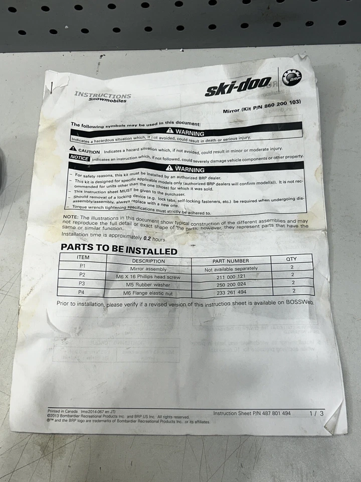 NOS BRP Windshield Mirror Kit Bolt-on 860-200-103 **READ DESCRIPTION** - Image 4 of 4